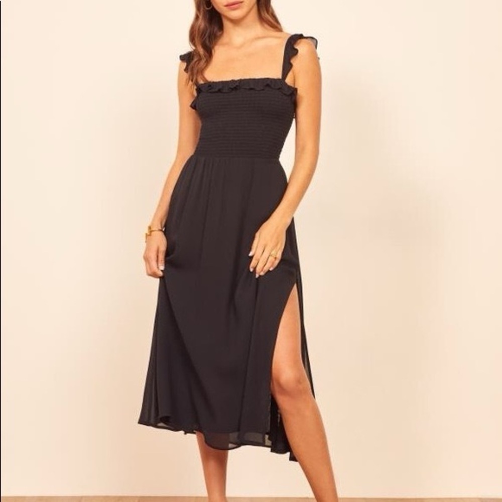 Reformation Siesta Midi Dress in Black